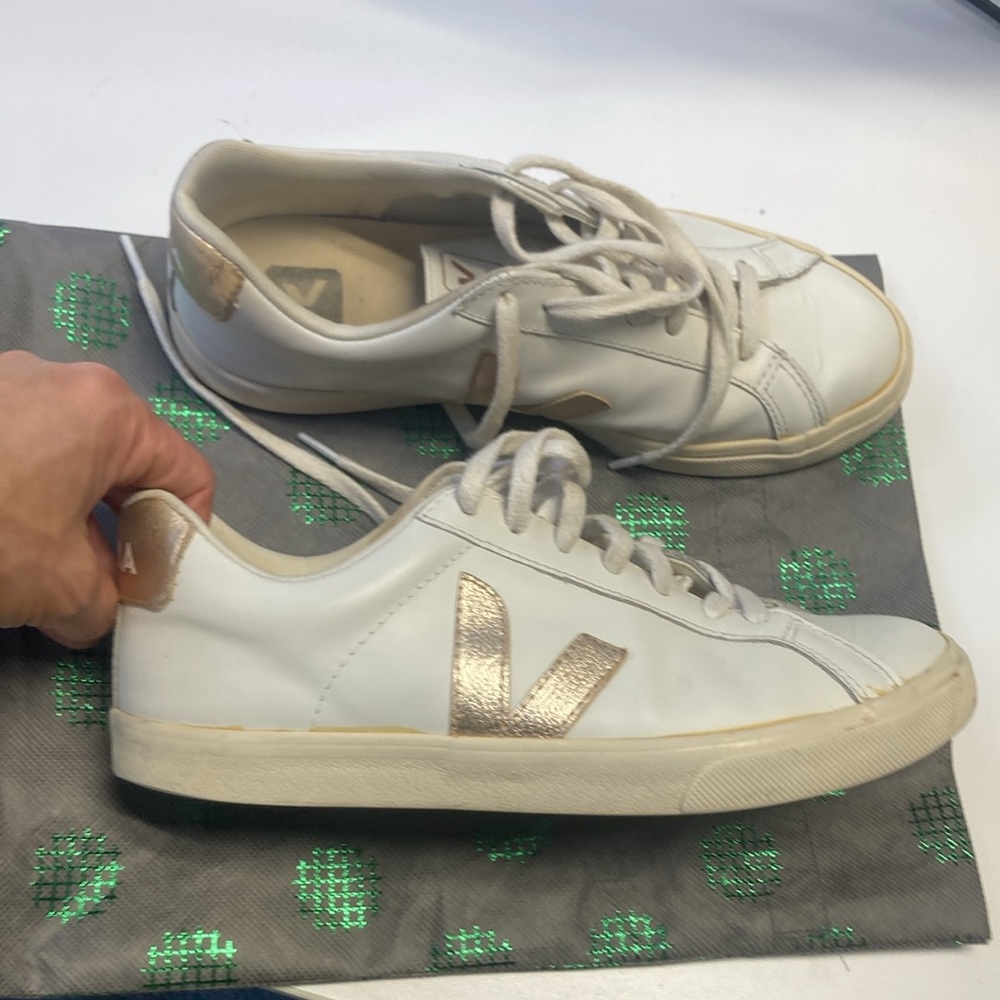 Veja White and Gold Women's Sneakers